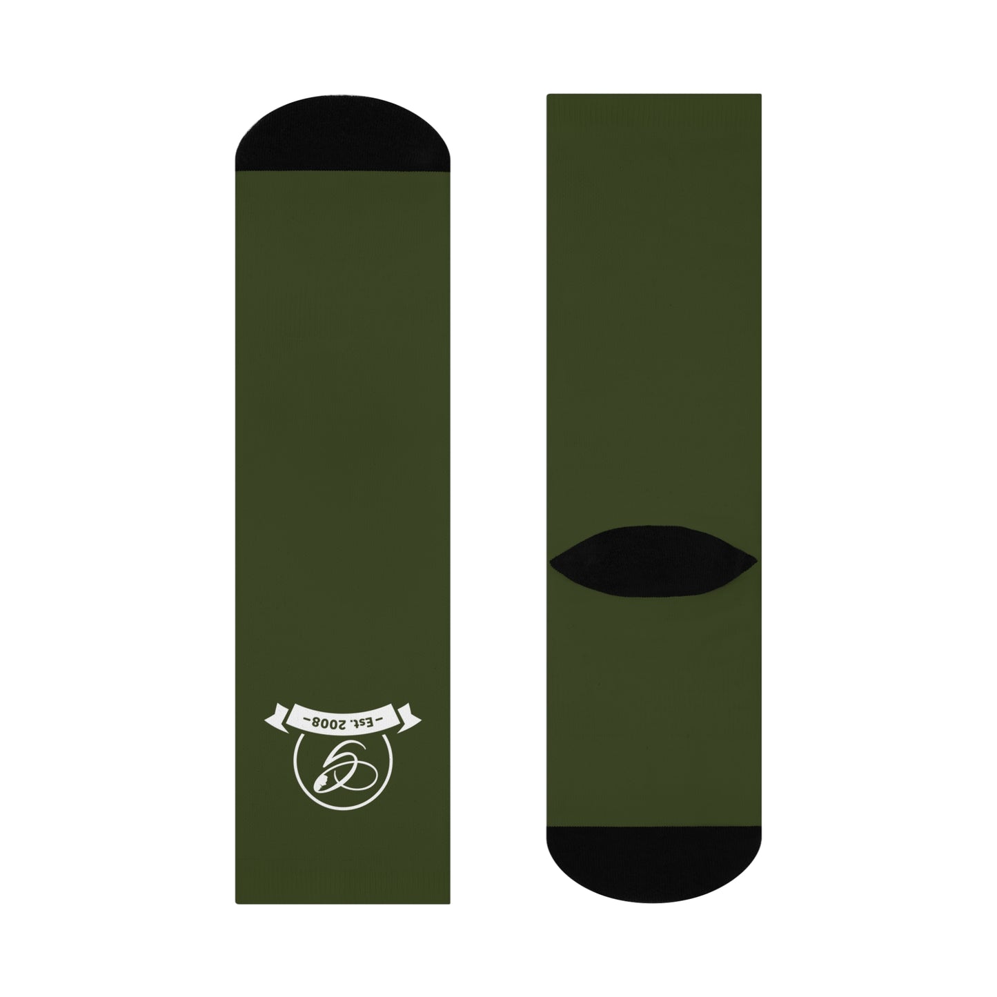 (Stakeholders) Cushioned Crew Socks — Olive Logo “Est. 2008” Comfort Socks