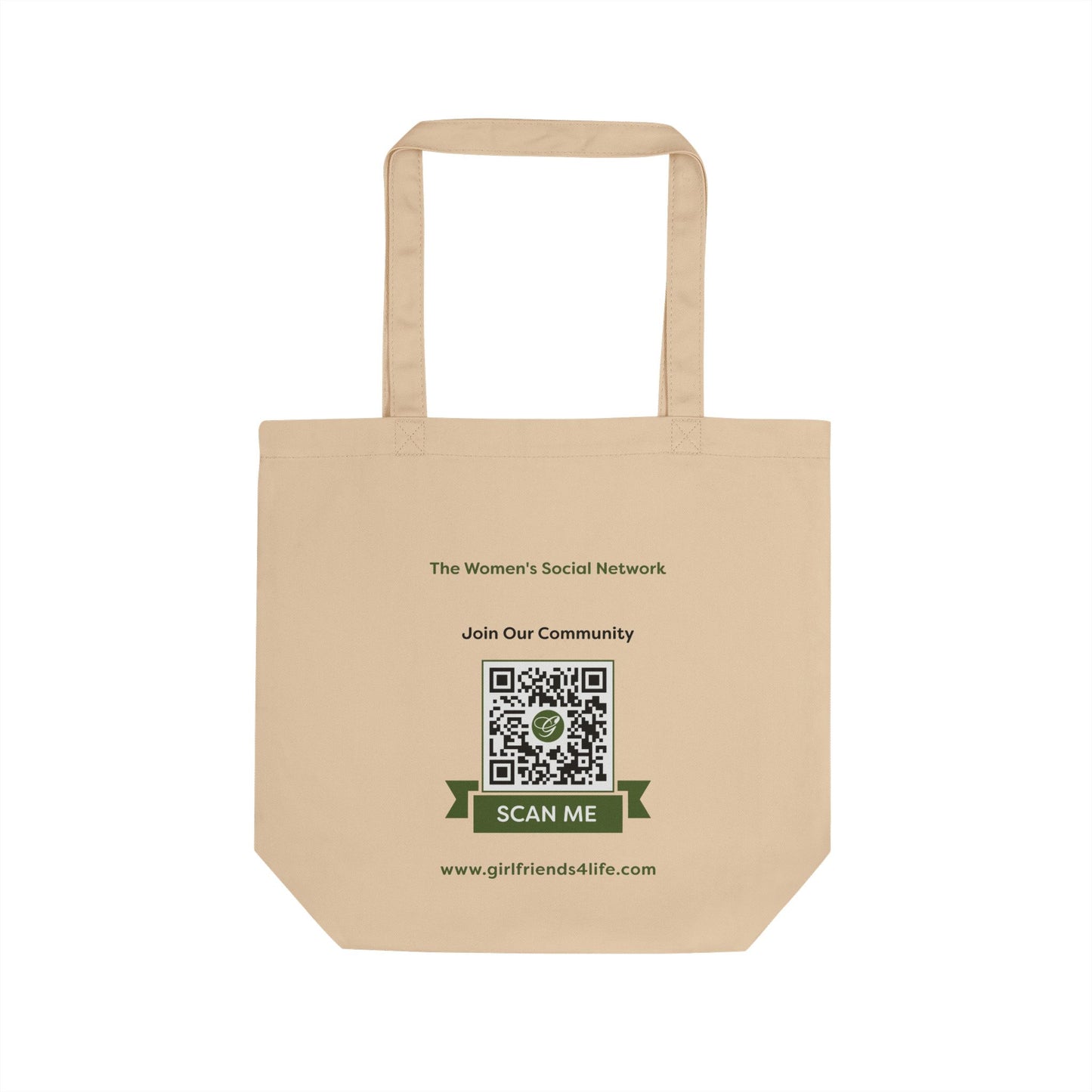 Eco Tote Bag — Girlfriends4life Branded Reusable Canvas Tote with QR Code (Stakeholder)