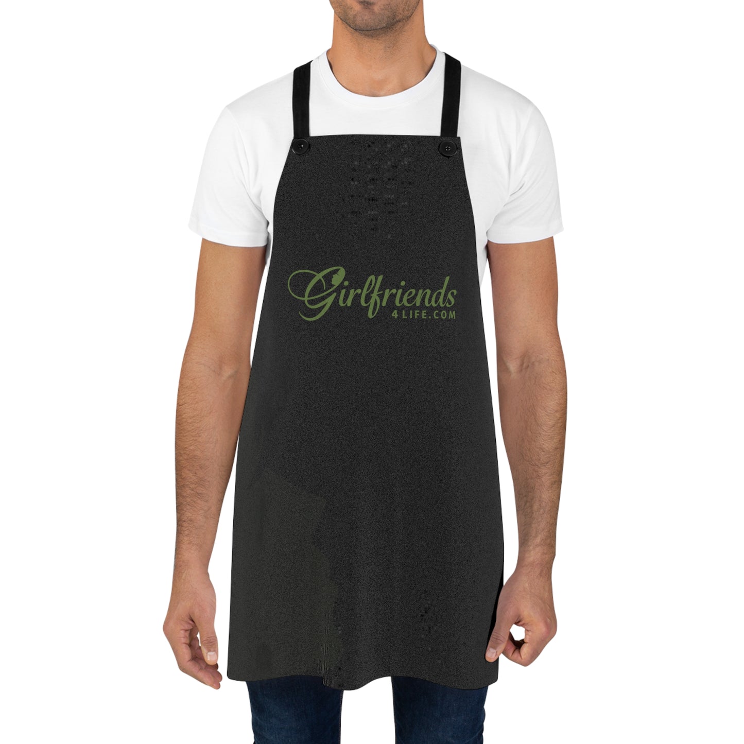 (Stakeholders) Girlfriends Cafe Black Apron — Embroidered 'Girlfriends' Logo Kitchen Apron