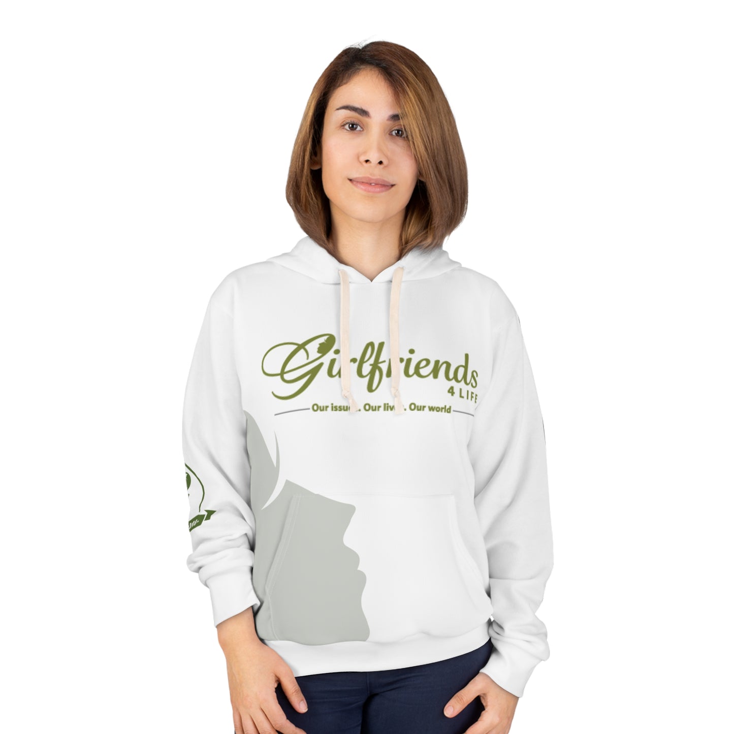 Girlfriends4life Hoodie — Women's Social Network Pullover (Our issues. Our lives. Our world.)