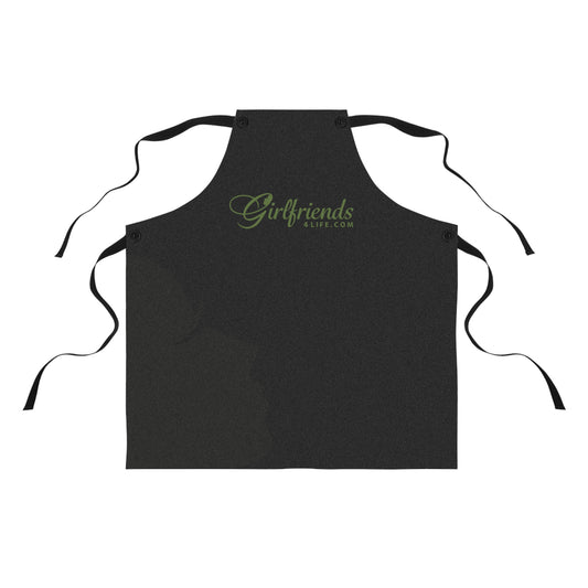 (Stakeholders) Girlfriends Cafe Black Apron — Embroidered 'Girlfriends' Logo Kitchen Apron