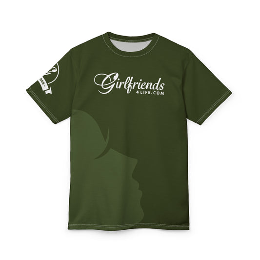 (Stakeholders) Girlfriends4Life Olive All-Over Print Tee — Silhouette Graphic Unisex T-Shirt