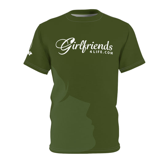(Stakeholders) Girlfriends4Life Olive All-Over Print Tee — Girlfriends4Life.com Graphic Shirt