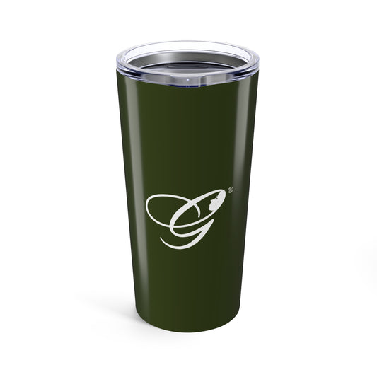 (Stakeholders) 20oz Green Monogram Tumbler – Personalized 'G' Est. 2008 Insulated Travel Cup