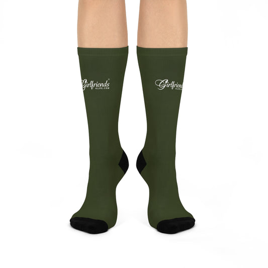 (Members) Our Issues. Our Lives. Our World. Cushioned Crew Socks — Olive Green Inspirational Crew Socks (Members)
